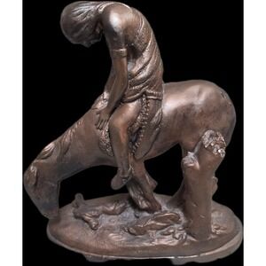 VTG End Of The Trail On Horseback Native American Indian Statue By Red Mill 11"
